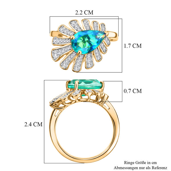 D'Joy Pfau Quarz Triplette, Wei&szlig;er Zirkon Ring 925 Silber 750 Gelbgold vermeil (Gr&ouml;&szlig;e 17.00) ca. 2,50 ct image number 6