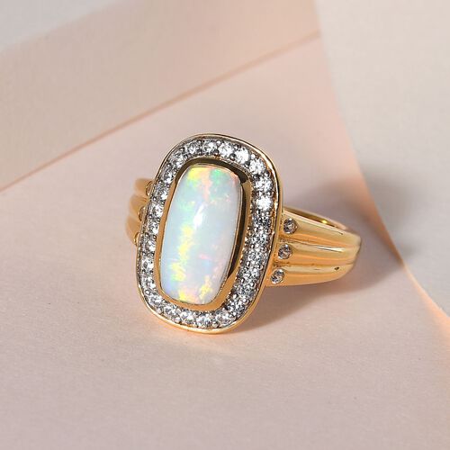 Natürlicher, äthiopischer Welo Opal und Zirkon-Ring - 2,10 ct. image number 1