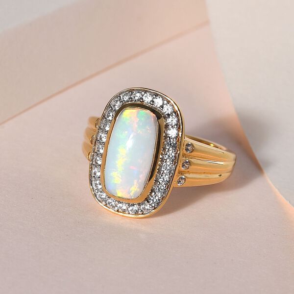 Natürlicher, äthiopischer Welo Opal und Zirkon-Ring - 2,10 ct. image number 1