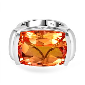 Padparadscha Quarz Triplette Ring 925 Silber rhodiniert (Größe 20.00) ca. 23,23 ct