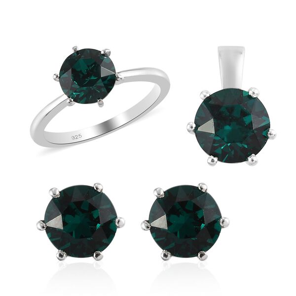 LUSTRO STELLA &ouml;sterreichisches Smaragd-Farbkristall-Schmuckset - 4,80 ct.