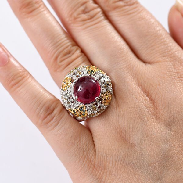 GP Italian Garden Kollektion - AA Afrikanischer Rubin, Multi-Diamant und Kanchanaburi blauer Saphir zweifarbiger Ring - 8,49 ct. image number 3