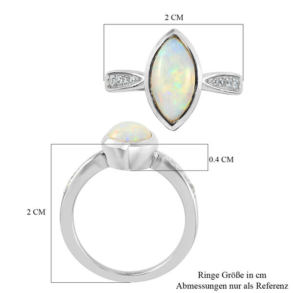Nat&uuml;rlicher australischer Opal und Zirkon Ring 925 Silber platin-&Uuml;berzug image number 8