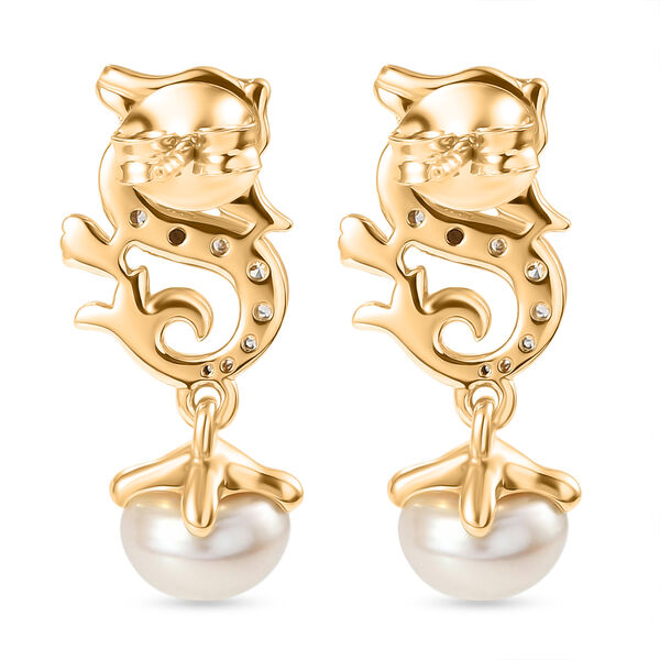 EVER TRUE S&uuml;&szlig;wasser Perle (7-7.5 mm), Wei&szlig;er Zirkon Ohrringe Nickelfreies Messing image number 4