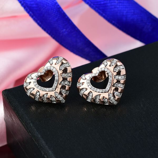 LUXURIANT SI Labor Diamant Ohrringe, 925 Silber mit E-Beschichtung Ros&eacute;gold - 0,50 ct. image number 2