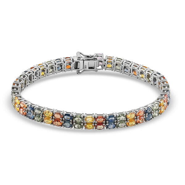Mehrfarbiges Saphir-Armband, 19 cm, 925 Silber platiniert, 17,06 ct. image number 0