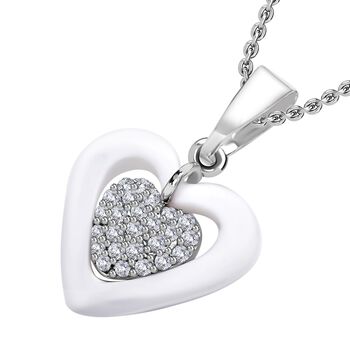 Kristall Herz Anhanger mit 43+ 3,8cm Kette