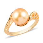 Royal Bali Kollektion - Südsee Goldene Perle Bypass Ring 925 Silber Gelbgold Vermeil (Größe 17.00) image number 0