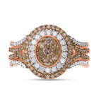 Nat&uuml;rlicher Champagner Diamant I4 Ringe 925 Silber Ros&eacute;gold Vermeil (Gr&ouml;&szlig;e 21.00) ca. 1,00 ct