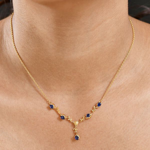 D'Joy Masoala Saphir (Fissure gef&uuml;llt) Halskette ca. 45 cm 925 Silber vergoldet ca. 0.48 ct image number 3