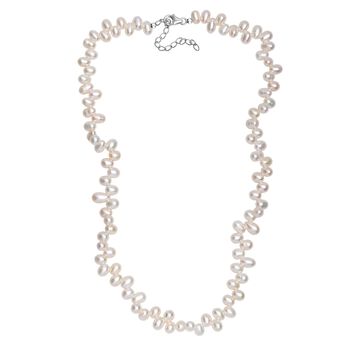 Wei&szlig;e S&uuml;&szlig;wasser Perle Halskette ca. 45 cm 925 Silber rhodiniert