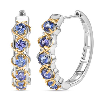 D joy Tansanit Ohrringe 925 Silber platiniert und vergoldet ca. 1.01 ct