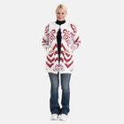 Cardigan mit abstraktem Blumenmuster und Taschen, One Size, Länge 78 cm, Rot