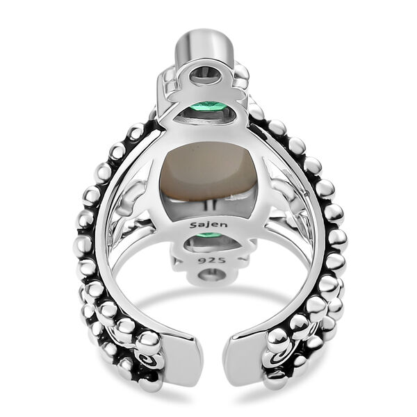 Sajen Silber - Drusy, Pfau Quarz Triplette, Iolit Ring 925 Silber rhodiniert (Gr&ouml;&szlig;e 17.00) ca. 6.20 ct image number 5