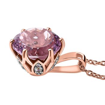 Rose De France Amethyst und Zirkon Anh&auml;nger mit 50cm Kette- 6,68 ct.