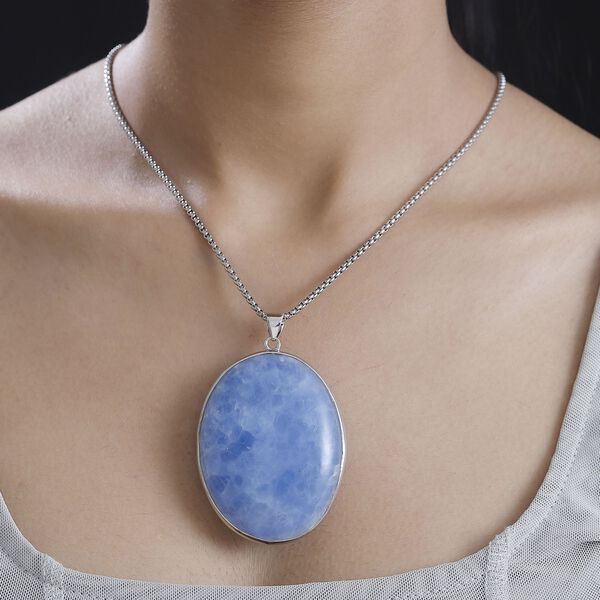 Blauer Chalcedon Anhänger mit 50cm Kette - 300 ct. image number 2
