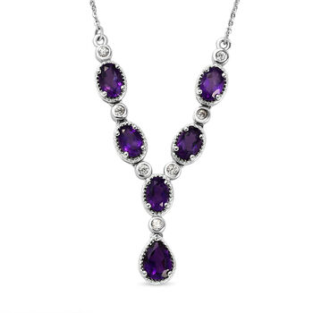 Lusaka Amethyst-Halskette, ca. 45 cm, 925 Silber platiniert ca. 3.03 ct