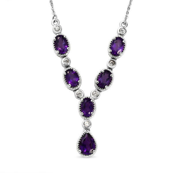 Lusaka Amethyst-Halskette, ca. 45 cm, 925 Silber platiniert ca. 3.03 ct