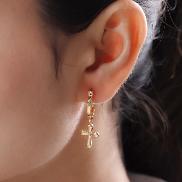 Weiße Diamant-Ohrringe, 925 Silber vergoldet image number 3