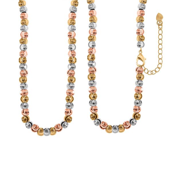 Diamantschliff Kugel-Halskette, Ros&egrave;farben ca. 45 cm + 5 cm Extender, ca. 27,10g