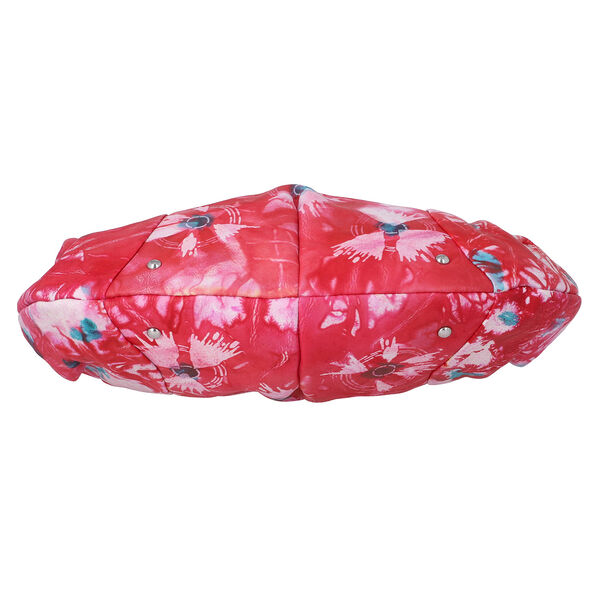 SUKRITI: Handbemalte Hobo-Tasche aus 100% Leder, Tie-Dye Druck, Rot&nbsp; image number 4