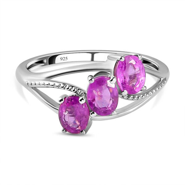 Ilakaka Rosa Saphir-Ring, 925 Silber platiniert (Gr&ouml;&szlig;e 17.00) ca. 1,54 ct