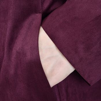 LA MAREY lange Wasserfall offene Jacke aus Wildleder, Gr&ouml;&szlig;e M, Lila