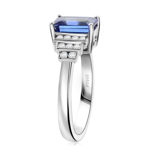 RHAPSODY zertifiziert und gepr&uuml;ft AAAA Tansanit und VS-EF Diamant Ring in 950 Platin - 2 ct. image number 3