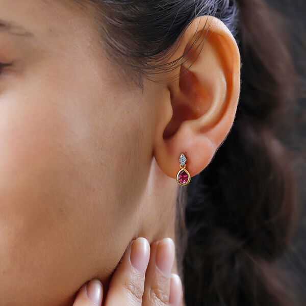 AA Rubellit und weiße Zirkon-Ohrringe - 0,71 ct. image number 3