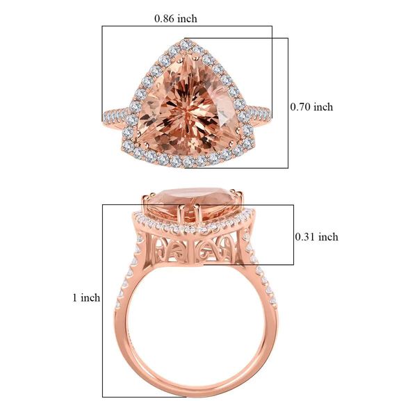 ILIANA zertifiziert und geprüft AAA Morganit und SI-GH Diamant Ring in 750 Roségold - 5,75 ct. image number 5