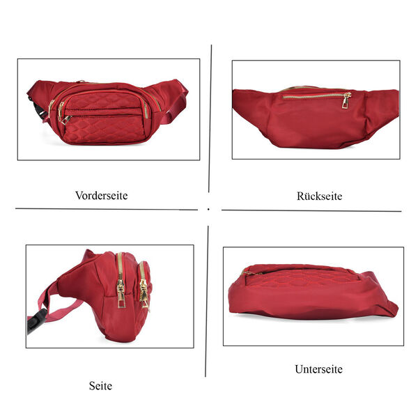 Multifunktionale RFID-gesch&uuml;tzte Nylon G&uuml;rteltasche mit Schnellverschluss, 36x4x13cm, Burgund image number 9