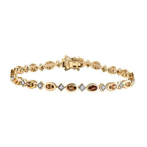 AA Natürlicher goldener Tansanit, Weißer Zirkon Armband ca. 20 cm 925 Silber Gelbgold Vermeil ca. 4,88 ct. image number 0