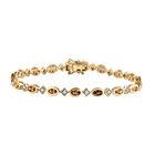 AA Natürlicher goldener Tansanit, Weißer Zirkon Armband ca. 20 cm 925 Silber Gelbgold Vermeil ca. 4,88 ct.