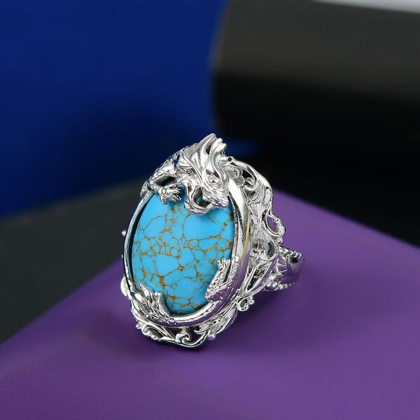 Blaues Türkis Ring Nickelfreies Messing (Größe 17.00) ca. 11,45 ct image number 1