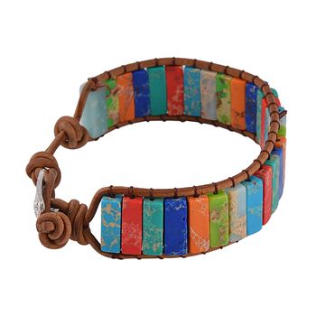 Imperial Mehrfarbiges Jaspis Armband, ca. 19 cm, Schwarz oxidiert ca. 80.00 ct