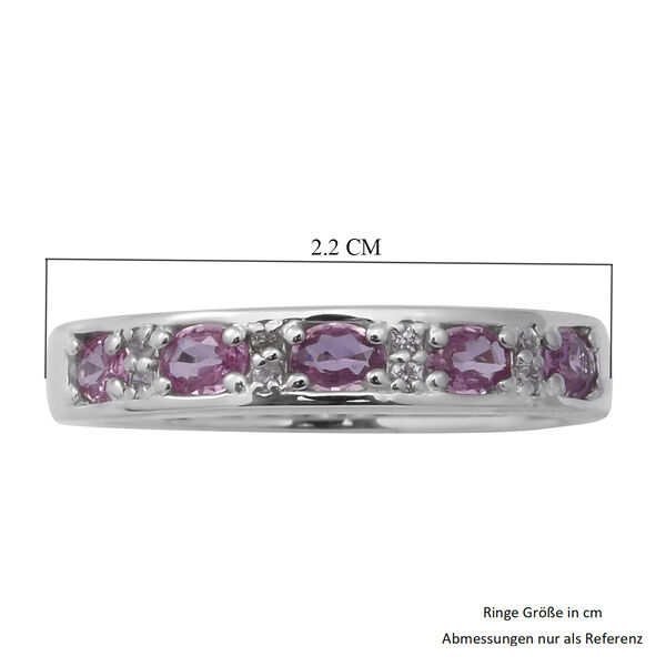 Rosa Saphir und Zirkon Half Eternity Band Ring 925 Silber Platin-Überzug image number 5