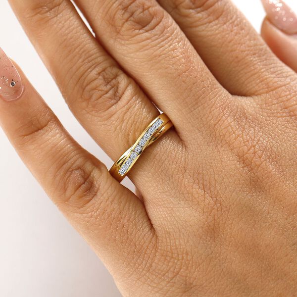 LUXURIANT SI-GH Labor Diamant Ring, 925 Silber 750 Gelbgold Vermeil - 0,25 ct. image number 3