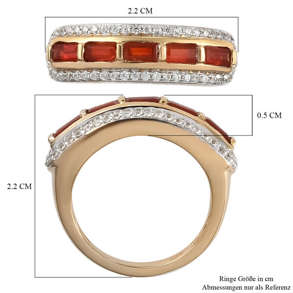 Mexikanischer Kirschfeuer-Opal und Zirkon Ring 925 Silber vergoldet image number 7