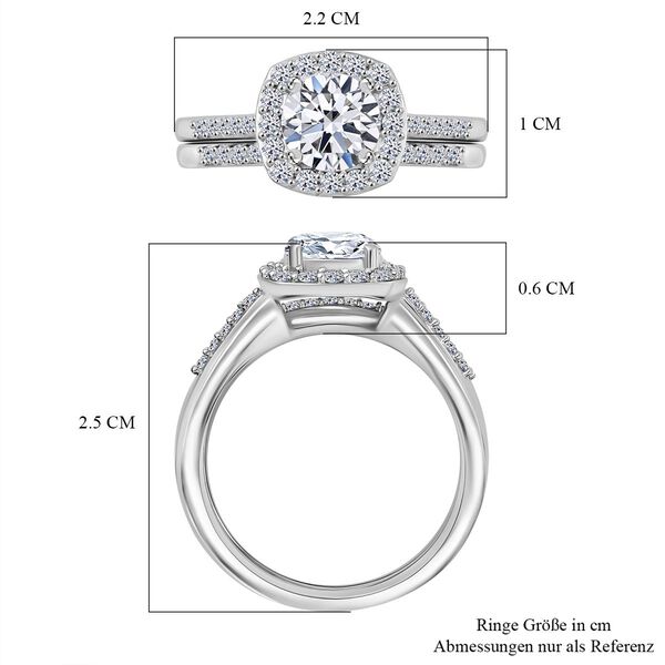 LUXURIANT 2er-Set SI Labor Diamant Ringe, 925 Silber rhodiniert - 1,50 ct. image number 6