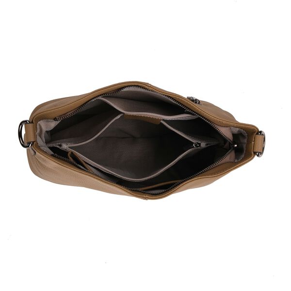 Leder-Crossbody-Tasche mit 3 Tragevarianten, 32x12x25 cm, Hell-Khaki image number 8