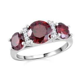 Roter und weißer Moissanit-Ring - 3,21 ct.