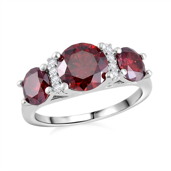 Roter und wei&szlig;er Moissanit-Ring - 3,21 ct.