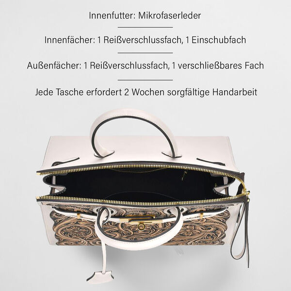 Grand Pelle  - Designer-inspirierte Echtleder Handtasche, wei&szlig; image number 4