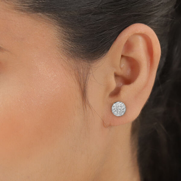 Diamant Cluster-Ohrstecker in Silber image number 2