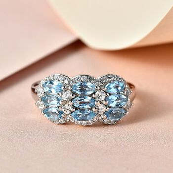 Santamaria Aquamarin und  Zirkon Ring, ca. 1,97 ct