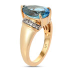 Schweizer Blautopas und Zirkon Ring 925 Silber vergoldet  ca. 3,63 ct image number 4