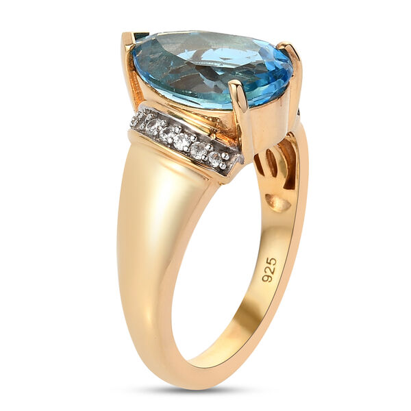 Schweizer Blautopas und Zirkon Ring 925 Silber vergoldet  ca. 3,63 ct image number 5