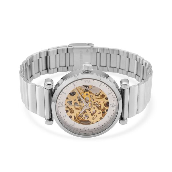 GENOA TIME V2 Automatik-Mechanische Uhr, weißes Zifferblatt mit Sonnenschein-Design, 3ATM Wasserdicht, 8,5 cm, Silberfarben image number 4