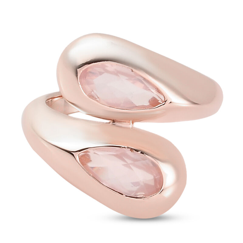 Rosenquarz Bypass-Ring, 925 Silber rosévergoldet  ca. 2,13 ct image number 0