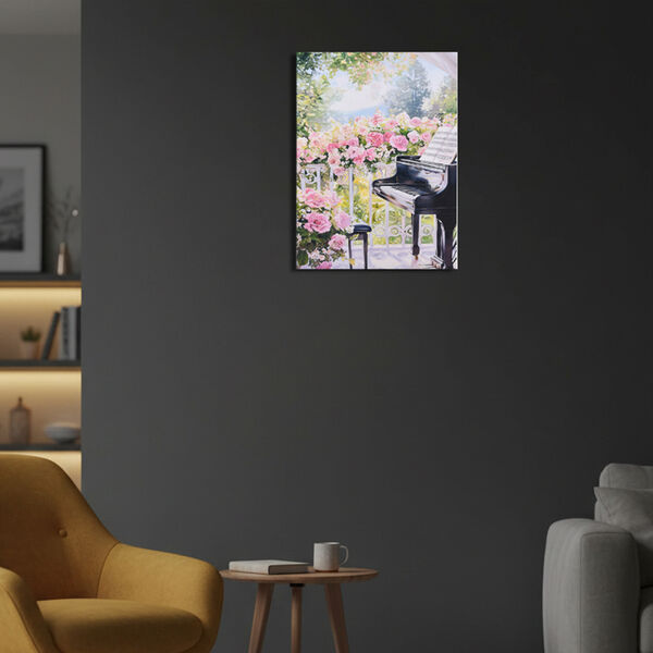 LIVMORE Kirschbl&uuml;ten Park Motiv LED Wandbild mit Glasfaser Lichteffekt 30 x 40 cm image number 3